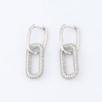 Huggie Hoop Drop Earring, laiton, Plaqué d'or, pavé de micro zircon & pour femme, plus de couleurs à choisir, 35mm, Vendu par paire