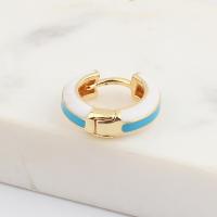 Brass Huggie Hoop Earring, real gold plated, for woman & enamel 17mm 