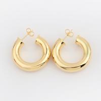 Brass Stud Earring, real gold plated, fashion jewelry & for woman 28mm 