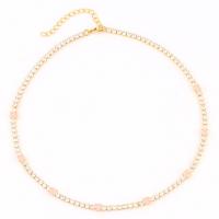 Cúbicos circón Collar de latón Micro pavimenta, metal, chapado en oro real, micro arcilla de zirconia cúbica & para mujer, más colores para la opción, longitud:40 cm, Vendido por UD