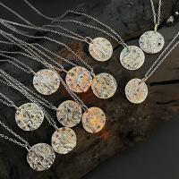 Collier de bijoux de titane, Acier titane, avec 1.97inch chaînes de rallonge, 12 Signes du Zodiaque, unisexe & chaîne ovale & pavé de micro zircon, plus de couleurs à choisir Environ 17.7 pouce, Vendu par PC