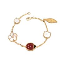 Pulseras de latón, metal, con Ágata roja & Nácar Blanca, Mariquita, 18K chapado en oro, Joyería & para mujer, longitud:aproximado 7.5 Inch, Vendido por UD