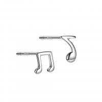 asymmetrische Ohrringe, 925 Sterling Silber, Musiknote, Platinfarbe platiniert, für Frau, 4*4.3mm,3.5*5mm, verkauft von Paar