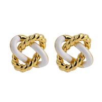 Brass Stud Earring, gold color plated, fashion jewelry & for woman & enamel 14.5mm 