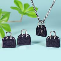 Gemstone Jewelry Pendant, Indian Agate, with Obsidian & Blue Goldstone, Handbag, Carved, fashion jewelry & for woman 25mm-29mmu3001 20mm-24mmu30016mm-10mmu3001 7mm-6mm 