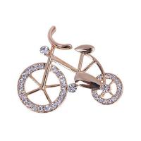 Broche de diamantes de imitación de la aleación de Zinc, Bicicleta, chapado en color rosa dorada, para mujer & con diamantes de imitación, 44x38mm, Vendido por UD