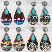 Fashion Create Jewelry Earring, Zinc Alloy, with Synthetic Leather & turquoise, Teardrop, fashion jewelry & for woman 