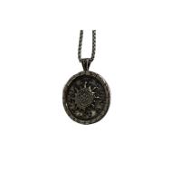 Pendentifs en titane, Acier titane, Plat rond, Oindre, noire, 42mm, Vendu par PC