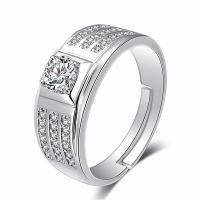 Cubic Zirconia Micro Pave Brass Finger Ring, Geometrical Pattern, platinum plated, Unisex & adjustable & micro pave cubic zirconia, 8mm 