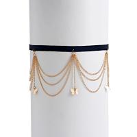 Zinc Alloy Leg Chain, with Cloth, gold color plated, multilayer & for woman 43cm,11cm,13cm,15cm 