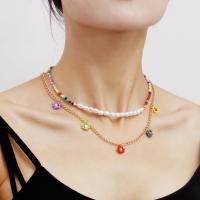 Collier de mode Multi couche, alliage de zinc, avec Seedbead, Placage de couleur d'or, pour femme, 40cm,51cm, Vendu par PC