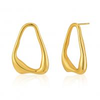 Brass Stud Earring, 18K gold plated, fashion jewelry & for woman & hollow, golden 