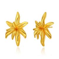 Brass Stud Earring, 18K gold plated, fashion jewelry & for woman, golden 