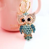 Zinc Alloy Key Clasp, Owl, Unisex & with rhinestone 