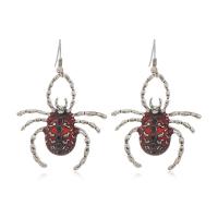 pendiente gota de aleación de cinc, aleación de zinc, con Acrílico, Araña, chapado en color de plata antigua, Diseño de Halloween & Joyería & para mujer, 58x38mm, Vendido por Par