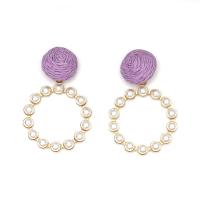 Boucle d'oreille en alliage de zinc en plastique perle, avec perle de plastique, plaqué de couleur d'or KC, bijoux de mode & pour femme, plus de couleurs à choisir Vendu par paire