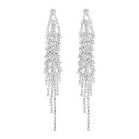 Fashion Fringe Earrings, Zinklegierung, Modeschmuck & für Frau & mit Strass, keine, 100x15mm, verkauft von Paar