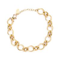 Stainless Steel Chain Bracelets, 304 Stainless Steel, Vacuum Ion Plating, fashion jewelry & for woman, golden .7 cm 