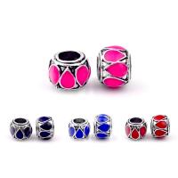 Enamel Zinc Alloy European Beads, barrel, silver color plated, DIY Approx 