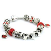 European Match Cristal Bracelets, alliage de zinc, Placage de couleur argentée, longueur différente pour le choix & pour femme & avec strass, rouge, Vendu par PC