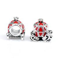 Enamel Zinc Alloy European Beads, silver color plated, DIY Approx 