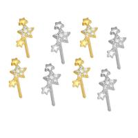 Cubic Zirconia Micro Pave Brass Earring, Star, plated, micro pave cubic zirconia & for woman 