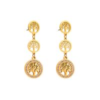 Boucles d'oreilles en acier titane, Placage de couleur d'or, styles différents pour le choix & pour femme & avec strass, doré, Vendu par paire