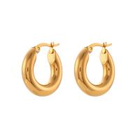 Stainless Steel Hoop Earring, 304 Stainless Steel, 18K gold plated, fashion jewelry & for woman, golden 