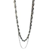 Collier de bijoux de titane, Acier titane, poli, Double couche & bijoux de mode & pour femme, argent cm, 46 cm, Vendu par PC