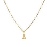 Collier de bijoux de titane, Acier titane, Lettre d’alphabet, Placage de couleur d'or, styles différents pour le choix & pour femme, Or Environ 20 pouce, Vendu par PC