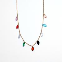 Collier de bijoux de titane, Acier titane, avec strass, Placage de couleur d'or, pour femme, plus de couleurs à choisir Environ 20 pouce, Vendu par PC