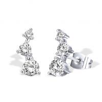 Befestiger Zirkonia Messing Ohrring, Platinfarbe platiniert, Micro pave Zirkonia & für Frau, 14mm, verkauft von Paar