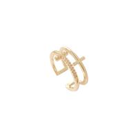 Cubic Zirconia Micro Pave Brass Finger Ring, gold color plated, Adjustable & micro pave cubic zirconia & for woman 