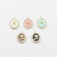 Zinc Alloy Enamel Pendants, with Plastic Pearl, gold color plated, DIY Approx 