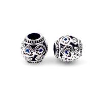 Enamel Zinc Alloy European Beads, barrel, silver color plated, DIY Approx 