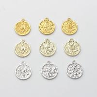 Zinc Alloy Jewelry Pendants, Flat Round, plated, DIY & with flower pattern Approx 