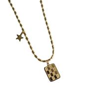 Collier de bijoux de titane, Acier titane, avec 1.97 chaînes de rallonge, rectangle, Placage de couleur d'or, pour femme, doré .75 pouce, Vendu par PC