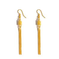 Moda flecos pendientes, metal, Columna, chapado en color dorado, Joyería & para mujer, dorado, 70mm, Vendido por Par