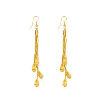 Moda flecos pendientes, metal, Gota, chapado en color dorado, Joyería & para mujer, dorado, 93mm, Vendido por Par