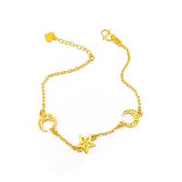 Pulseras de latón, metal, Luna y estrella, chapado en color dorado, Joyería & para mujer, dorado, longitud:22.5 cm, Vendido por UD