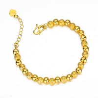 Pulseras de latón, metal, con 4cm extender cadena, Esférico, chapado en color dorado, Joyería & para mujer, dorado, 6mm, longitud:17 cm, Vendido por UD