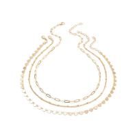 Collier de mode Multi couche, laiton, Placage de couleur d'or, trois couches & pour femme, Or Environ 20 pouce, Vendu par paire