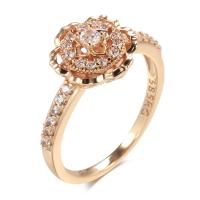 Cubic Zirconia Micro Pave Brass Finger Ring, Flower, rose gold color plated & micro pave cubic zirconia & for woman, 11mm, US Ring 