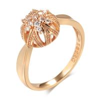 Cubic Zirconia Micro Pave Brass Finger Ring, Flower, rose gold color plated & micro pave cubic zirconia & for woman & hollow, 10mm, US Ring 