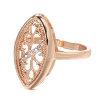 Cubic Zirconia Micro Pave Brass Finger Ring, Flower, rose gold color plated & micro pave cubic zirconia & for woman & hollow, 21mm, US Ring 