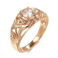 Cubic Zirconia Micro Pave Brass Finger Ring, Flower, rose gold color plated & micro pave cubic zirconia & for woman, 9mm, US Ring 