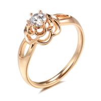 Cubic Zirconia Micro Pave Brass Finger Ring, Rose, rose gold color plated & micro pave cubic zirconia & for woman & hollow, 9mm, US Ring 