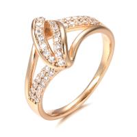 Cubic Zirconia Micro Pave Brass Finger Ring, rose gold color plated & micro pave cubic zirconia & for woman & hollow, 12mm, US Ring 