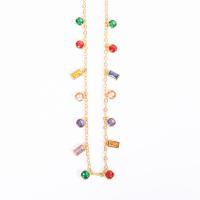 Cúbicos circón Collar de latón Micro pavimenta, metal, con 5cm extender cadena, chapado en oro de 14 K, Joyería & para mujer & con circonia cúbica, multicolor, longitud:40 cm, Vendido por Sarta