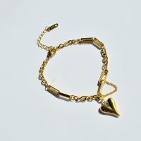 Titanium Steel Bracelet & Bangle, with 1.57 extender chain, Heart, 18K gold plated & for woman, golden .69 Inch 